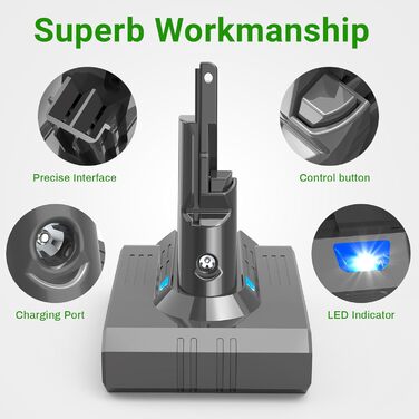 Акумулятор ARyee V7 для Dyson V7 Motorhead/Animal/Absolute/Trigger/HEPA/Extra/Mattress, SV11 Fluffy, з фільтром і щіткою, змінний акумулятор