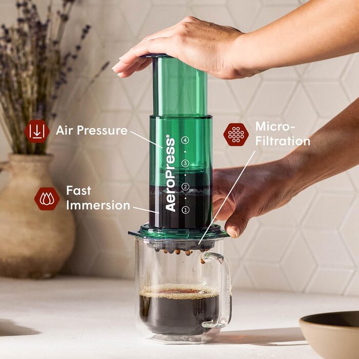 AeroPress Clear: Френч-прес для кави та еспресо, портативний, зелений