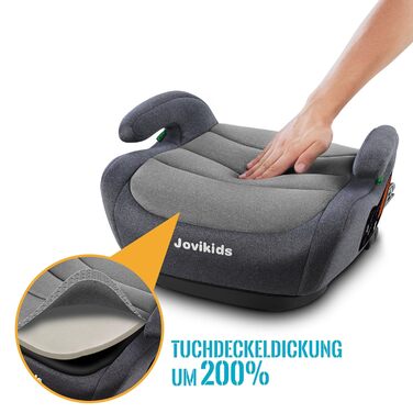 Дитяча автокрісло-підставка Jovikids ISOFIX, група 2/3, ECE R129, для дітей 15-36 кг, товстий знімний чохол, легко прати, сірий