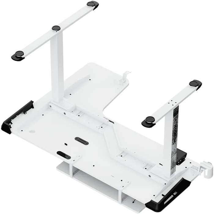 Ігровий стіл ULTRADESK Winger RGB LED L-подібний, електричний підйомний стіл для комп'ютера, білий, 155x111x60 см (лівий)