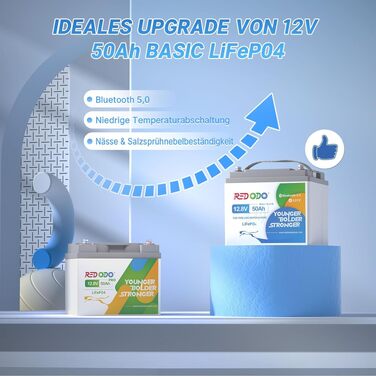 LiFePO4 акумулятор Redodo 12V 100Ah для кемперів та човнів (під сидіння), з Bluetooth та Smart BMS 100A