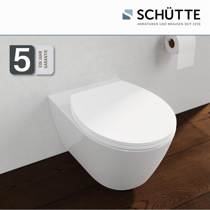Сидіння для унітаза SCHÜTTE з мікроліфтом (Soft-Close), біле, матеріал Duroplast, Slim дизайн, витримує до 200 кг