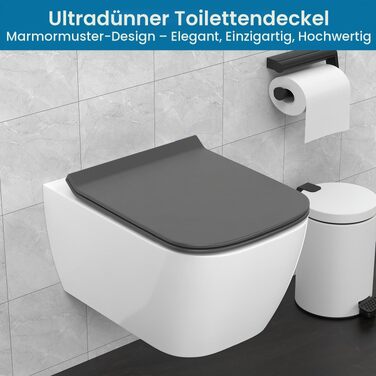 Сидіння для унітазу Q-подібне з мікроліфтом (Soft Close), Duroplast, сіре, 430×345 мм, зі швидким монтажем