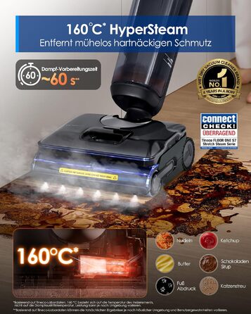 Tineco Floor One S7 Stretch Steam: Акумуляторний пилосос 2-в-1 для вологого та сухого прибирання, 22000 Па, для твердих підлог, шерсті тварин