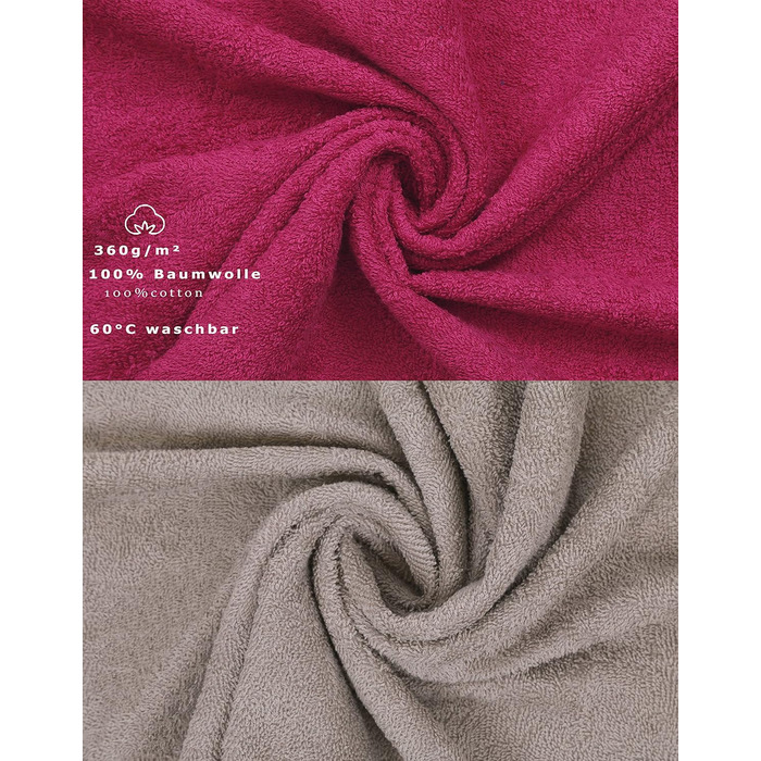 Комплект рушників Betz PALERMO 12 шт., 100% бавовна, різні розміри, кольори журавлина та камінь