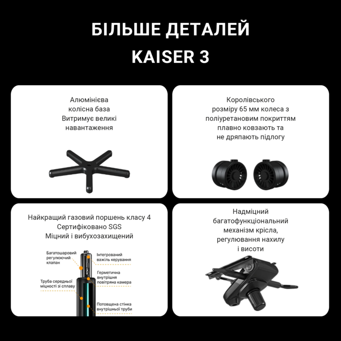 Крісло ігрове Anda Seat Kaiser 3 Dark Gray Fabric Size XL