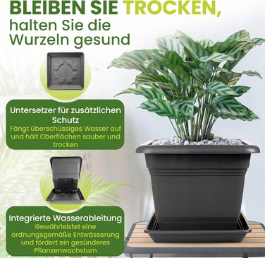 Набір з 3 горщиків для квітів Ago, 28x28 см, кутові, антрацит, Made in Germany