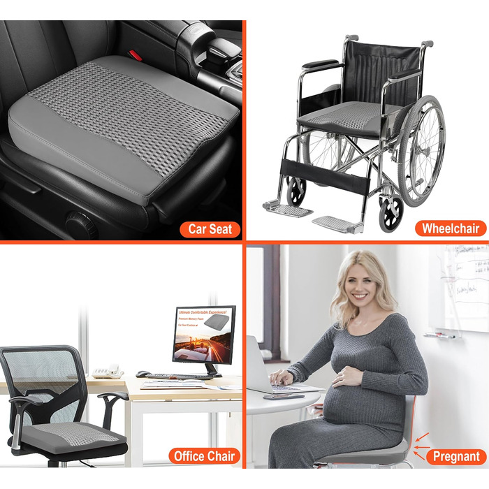 Автомобільна подушка Lofty Aim з Memory Foam для водія: підтримка спини, зняття болю при ішіасі, дихаючий чохол з PU-шкіри (сірий)