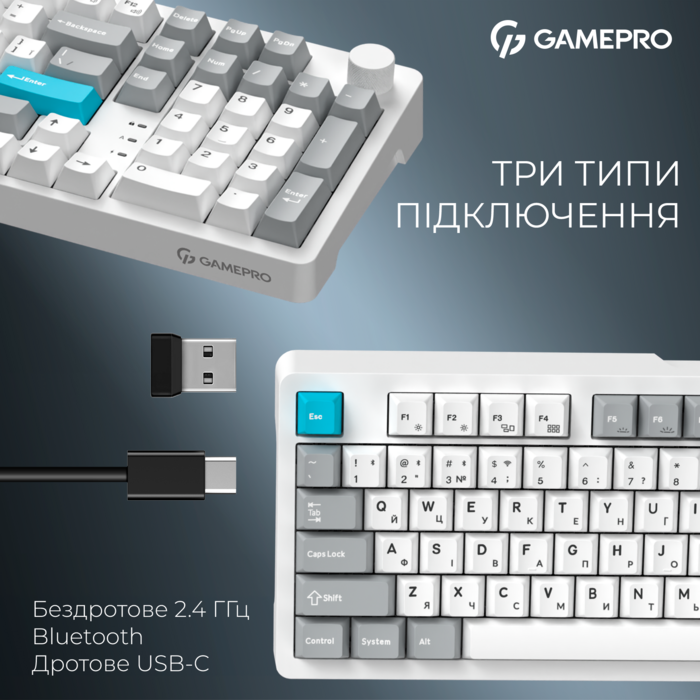 Бездротова механічна клавіатура GamePro Asgard Drakkar (MK305WH)