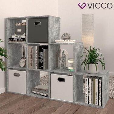 Стелаж-сходи Vicco, антрацит, 142.2 x 107.8 см – універсальний книжковий стелаж для зберігання, сучасний дизайн