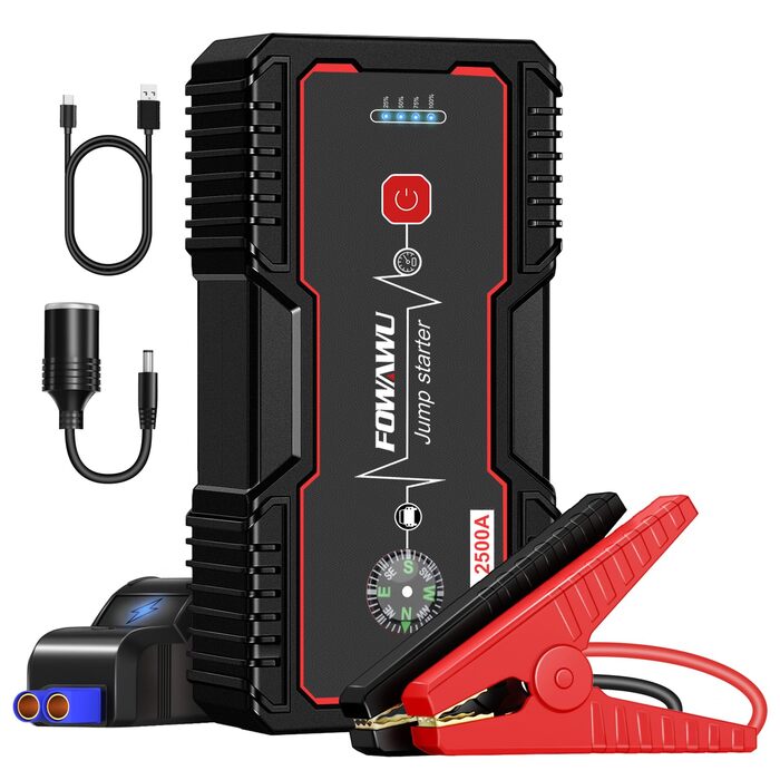 Бустерумулятор FOWAWU 2500A 22800mAh для автомобіля (бензин до 8L, дизель до 6.5L), пусковий пристрій для авто