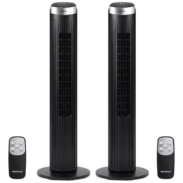 Вентилятор Tower Aigostar Harbor з пультом, 4 режими, 12 год таймер, 65° осциляція, 45W, чорний (2 шт)