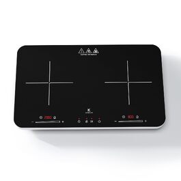 Індукційна плита COOKNANO подвійна 3600W з незалежним керуванням, 20 рівнів потужності та температури, таймер 6 годин, чорна 60x36x5.7 см
