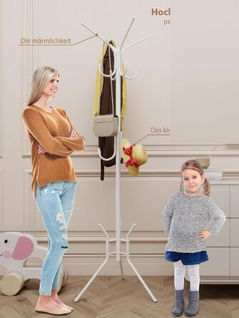 Вішалка-гардероб Youyijia у формі дерева, металева, 182 см, 12 гачків, біла