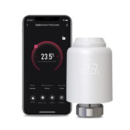 Розумний термостат для радіатора MOES ZigBee: програмований WLAN термостат опалення з датчиком відкриття вікна, енергозберігаючий, сумісний з Alexa та Google Home