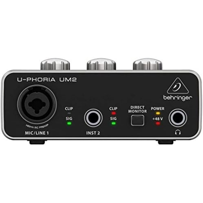 Аудіоінтерфейс Behringer U-PHORIA Studio 2x2, 24-біт/192 кГц, з мікрофонними преампами Midas - Студійний набір