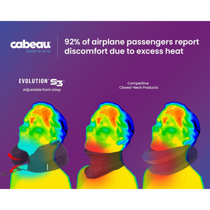 Подушка для подорожей Cabeau Evolution S3 з кріпленням до сидіння літака, меморі пін, швидковисихаюча тканина, індиго