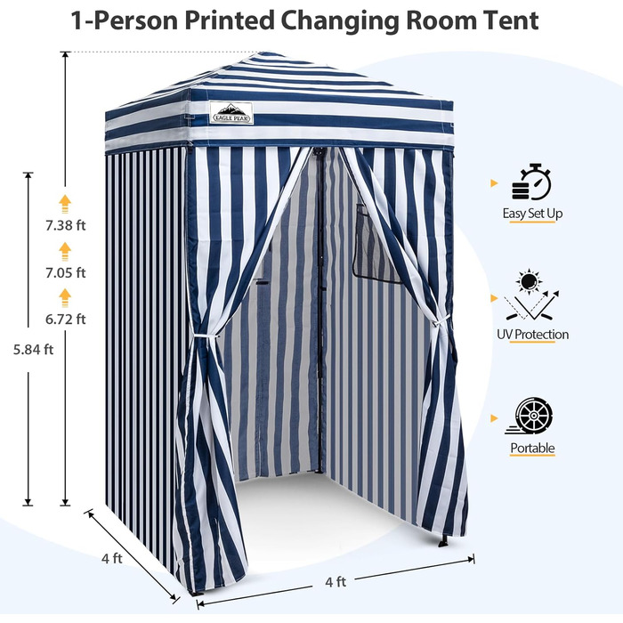 Намет-роздягальня EAGLE PEAK Flex Ultra Compact Pop-Up, 1,2 x 1,2 м, для басейну, фотосесій та кемпінгу (Морська синя/Білий)