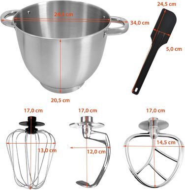 Кухонна машина Syntrox Germany 1500 Вт з м'ясорубкою, міксером та 7,5 л чашею з нержавіючої сталі, червона