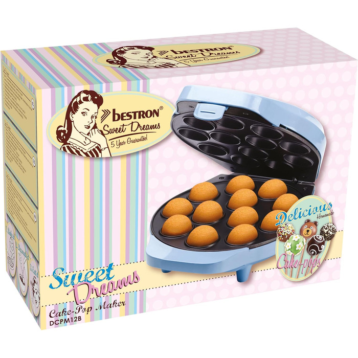 У ретро-дизайні, включаючи Cake Pop Butler, виделка та 12 паличок, 700 Вт, колір рожевий (синій)