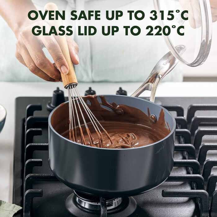 Каструля GreenPan Valencia Pro 18 см/2 л з кришкою, антипригарна керамічна, PFAS-free, для індукції, сірий колір, підходить для посудомийки та духовки