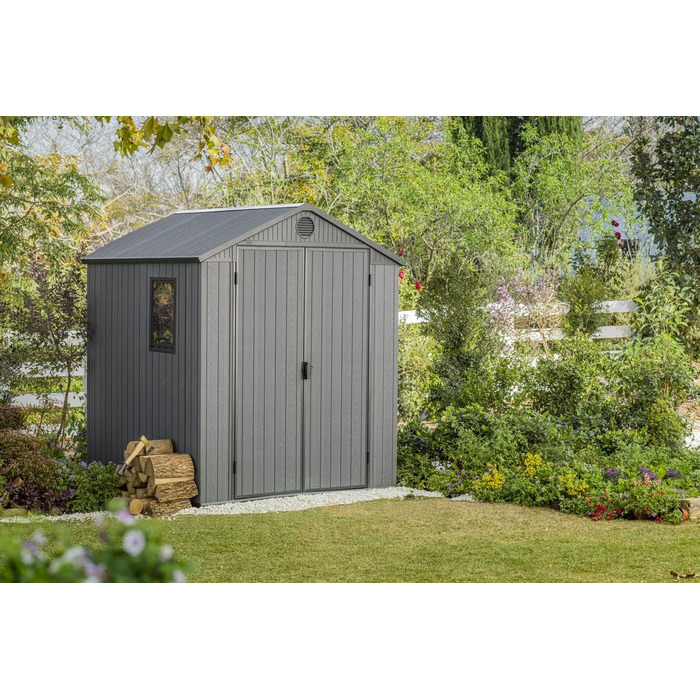 Садовий будиночок KETER Darwin 2,8 м² сірий (6x6) з Evotech пластику, з дверима та вентиляцією, 25x184x205 см