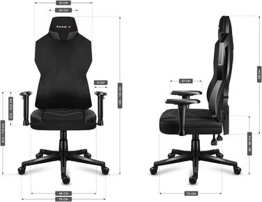 Ігрове крісло Huzaro Combat 6.2 Black RGB з LED підсвіткою, тканинне, чорне, регульована спинка, підлокітники та висота сидіння, для геймерів та офісу, витримує до 140 кг