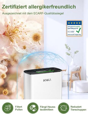 Очищувач повітря KNKA APH3000 для курців та власників тварин, HEPA-фільтр, CADR 300м³/год, до 80м², білий