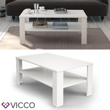 Журнальний стіл Vicco білий, 100x42 см, сучасний дизайн
