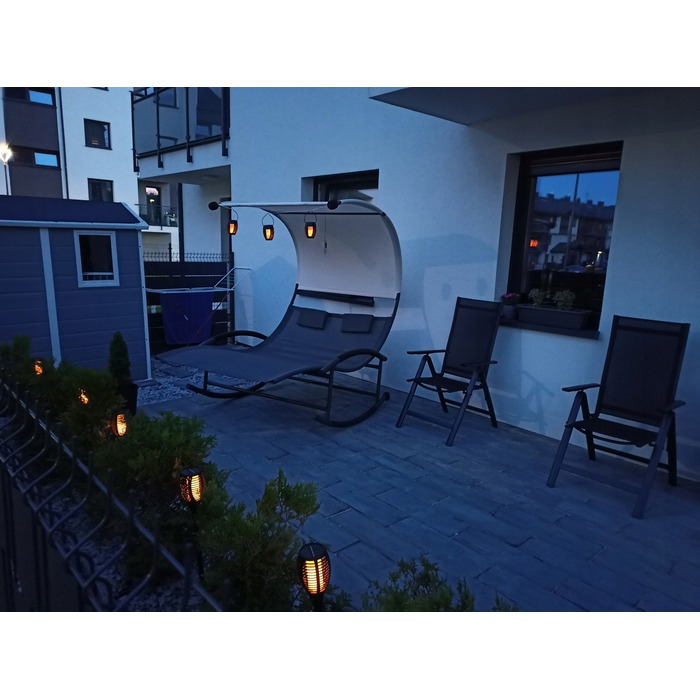Садовий шезлонг ModernHome сірий, сталевий, з навісом, до 200 кг