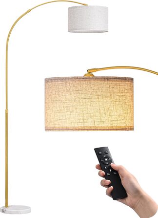 Торшер EDISHINE димований для вітальні, E27 з LED-лампою і пультом, плавне регулювання яскравості та кольору, висота 143-176 см, поворотна головка, чорний