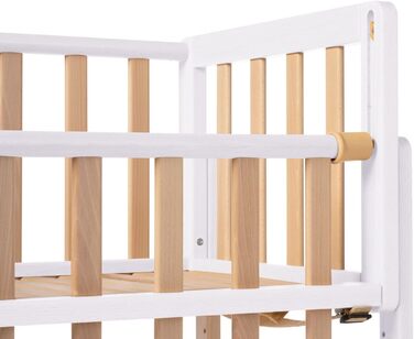 Дитяче приставне ліжечко Geuther Betty 45x90 см, 9 рівнів регулювання висоти, з ламелями з масиву, екологічне, легке складання, білий/натуральний