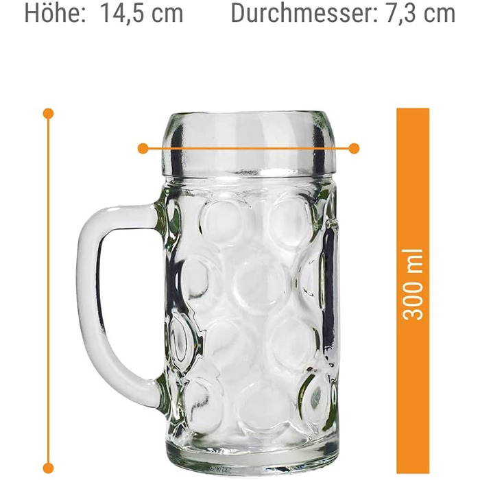 Набір пивних кружок Stölzle Lausitz ISAR, 6 шт., 0.3 л, Soda Lime скло, придатні для миття в посудомийній машині
