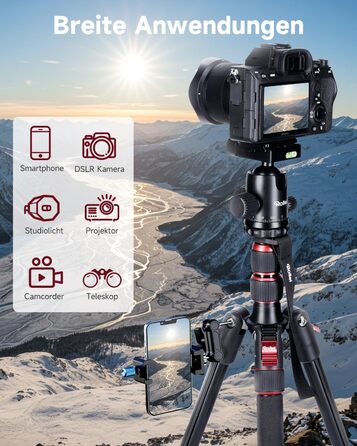 Штатив Rollei Compact Traveler No. 2 чорний, 180 см, алюмінієвий, з моноподом, 360° кульова голівка, для DSLR та смартфона, фотоштатив для подорожей