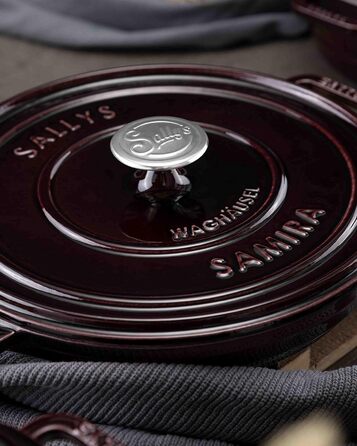 Чавунний казан Sallys 'Samira' Deluxe 2,2 л, універсальний, для всіх типів плит і духовки до 250°C, сливовий фіолетовий