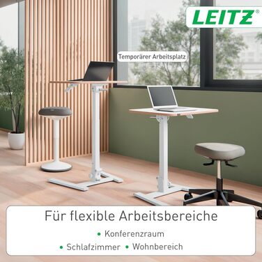 Ергономічний регульований стіл Leitz Ergo Compact 80x60 см для офісу та дому, білий - електричний стіл для сидіння/стояння з навантаженням до 80 кг, функцією нагадування про зміну положення
