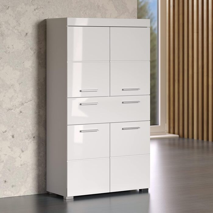 Пенал для ванної trendteam Amanda, білий глянець, 73x130x31 см