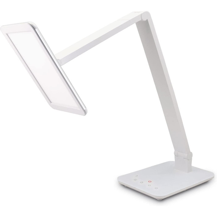 Настільна LED лампа FeinTech LTL00100, димована, 550 лм, з USB, алюміній, ABS-пластик, акрил, регульована температура світла (тепле/холодне біле), біла, 37x15x43.5 см