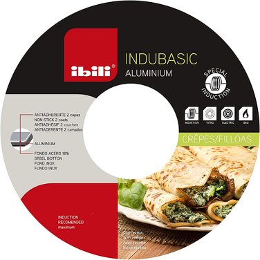 Млинцева сковорода IBILI INDUBASIC 20 см, нержавіюча сталь, чорна