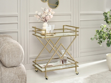 Стіл Mebel-Partner прямокутний, 70 x 46 x 81 см, білий з золотим