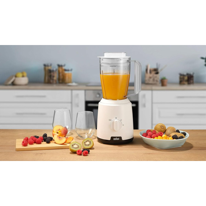 Блендер стаціонарний Braun PowerBlend 1 JB1050WH 600 Вт, 1.5 л, білий - для смузі, подрібнення льоду та приготування пюре