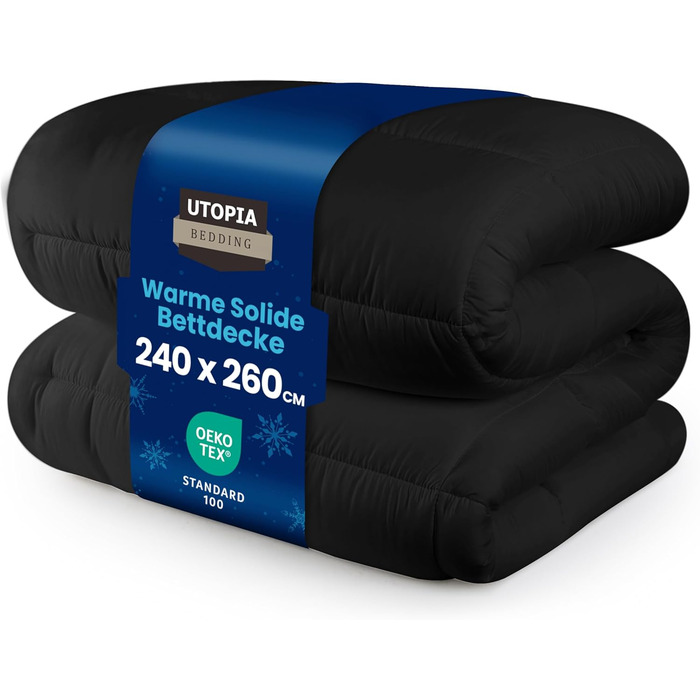 Ковдра Utopia Bedding, 240x260 см, білий колір, 370 GSM, дихаюча, стегане покриття, супер м'яка, для цілорічного використання