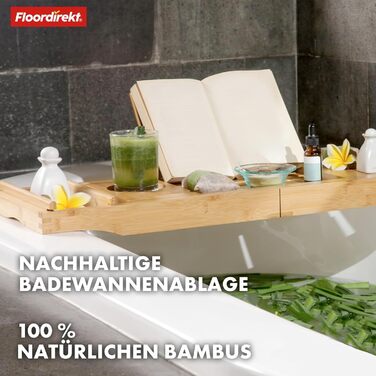 Підставка для ванни з бамбука Floordirekt, регульована, з полицею для книг, висувна, Oklahoma