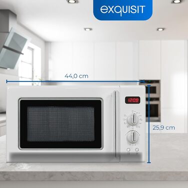 Мікрохвильова піч Exquisit Retro RMW720-3GDIG, 20 л, 1000 Вт, гриль, цифровий дисплей, біла, ретро-дизайн