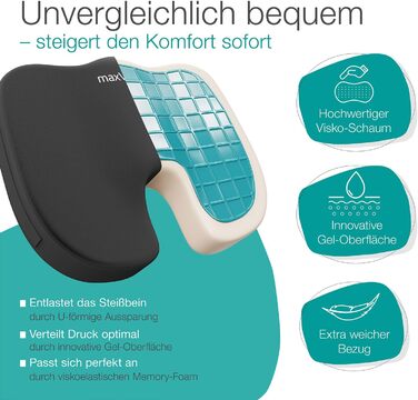 maxVitalis Ортопедична гелево-піна подушка для сидіння, ергономічна сидушка з ефектом пам'яті, для правильної постави та зняття тиску