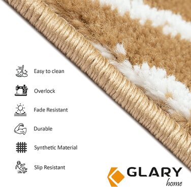 Набір з 15 самоклеючих килимків для сходів Glary Home, 22x71x1,2 см, трикутний візерунок, біло-бежевий