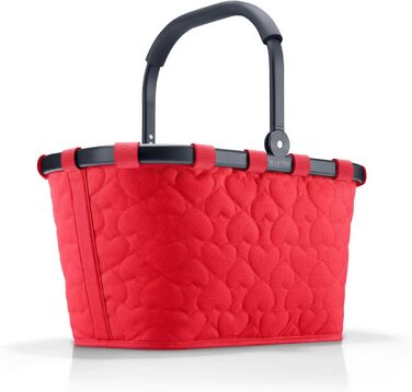 Кошик для покупок reisenthel carrybag Frame Hearts Red – міцний, місткий, з водовідштовхувальним покриттям, зручна ручка, внутрішня кишеня, червоний з принтом сердець