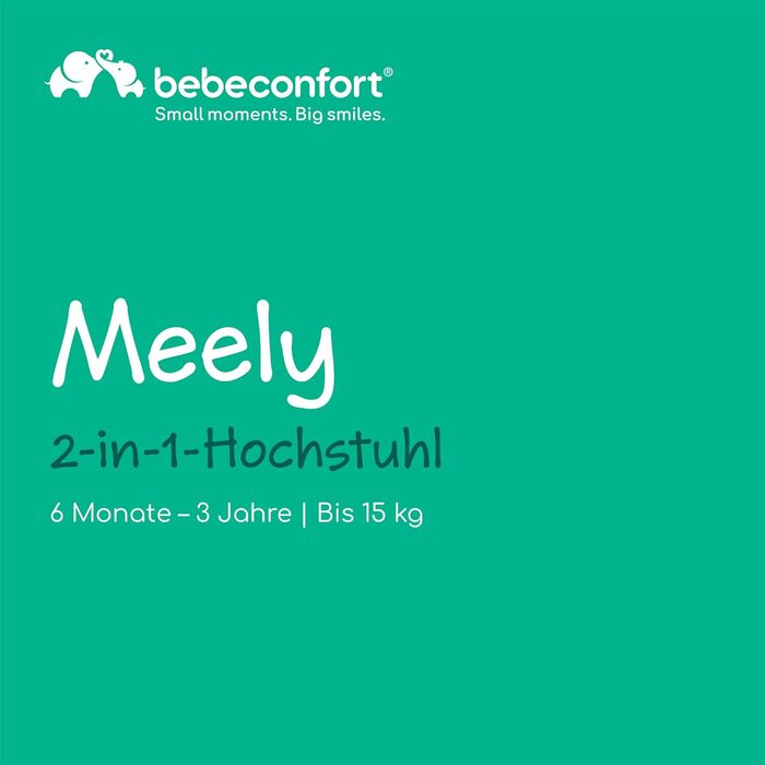 Дитячий стільчик Bebeconfort Meely 2-в-1, сірий, для дітей 6-36 місяців (до 15 кг), легкий, з 5-точковим ременем безпеки