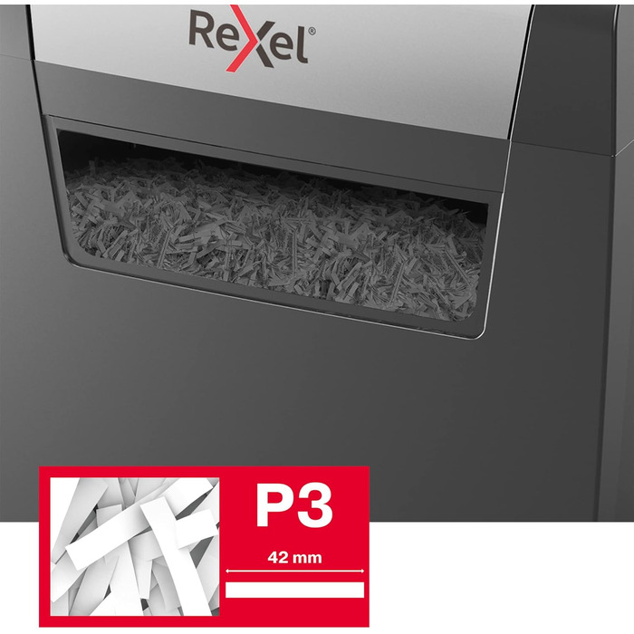 Шредер Rexel Momentum X308: безпечний знищення документів, P3, 8 листів A4, чорний