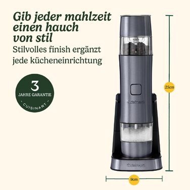 Електричний набір млинків для солі та перцю Cuisinart, акумуляторні, з регулюванням помолу та мірною кришкою, синій